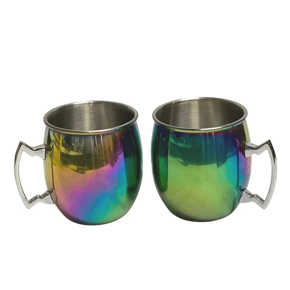 Cambridge titanium set 2 20 ounce Moscow mule mugs rainbow metal 9283MCW